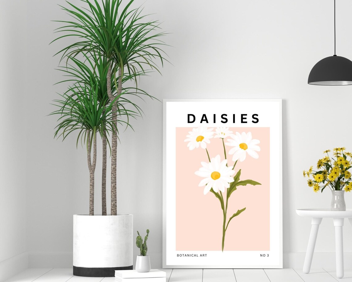 Daisies Boho Floral Art Print, Neutral Botanical - Image 3