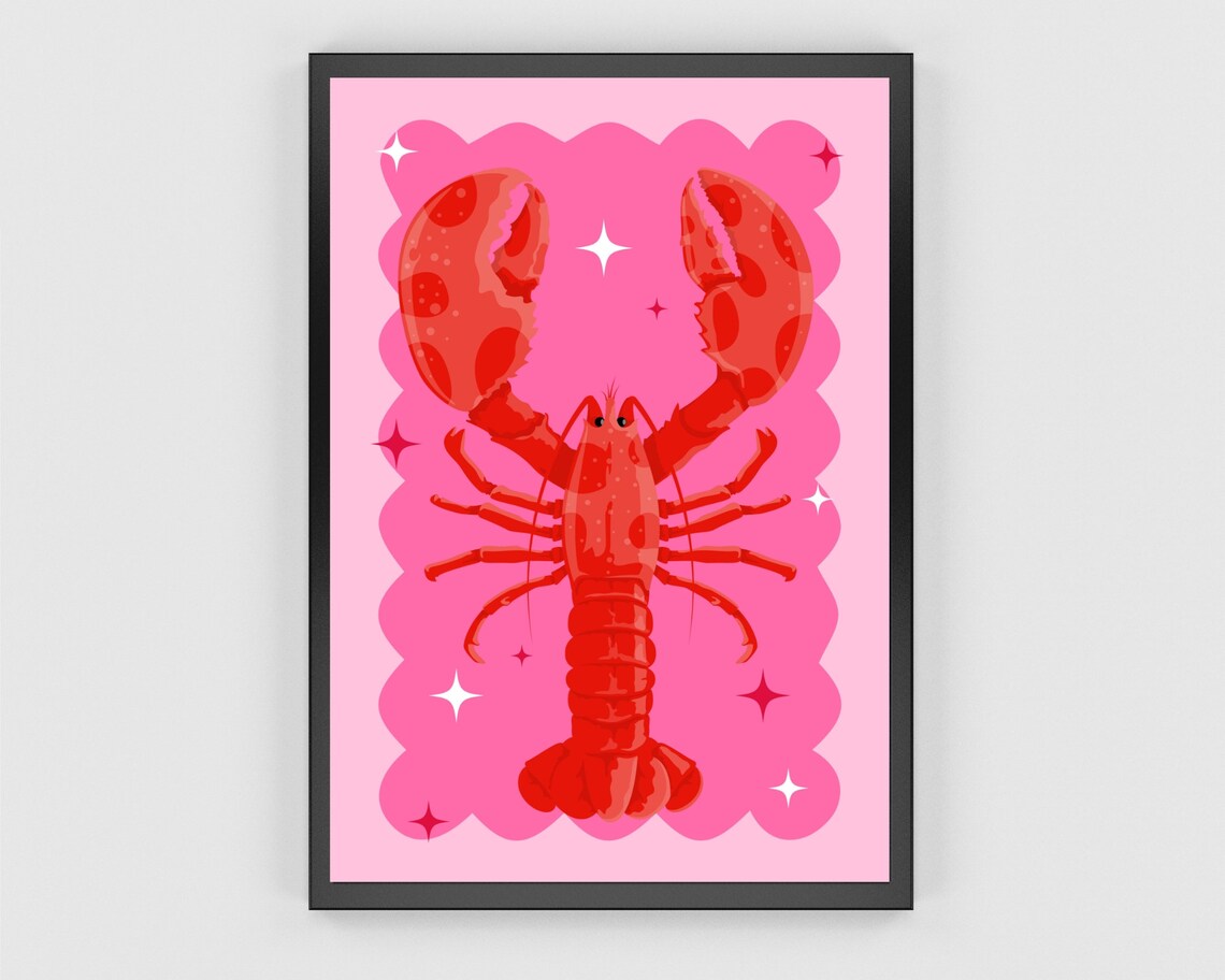 Red Lobster Art Print, Kitchen Seafood Poster - Image 2