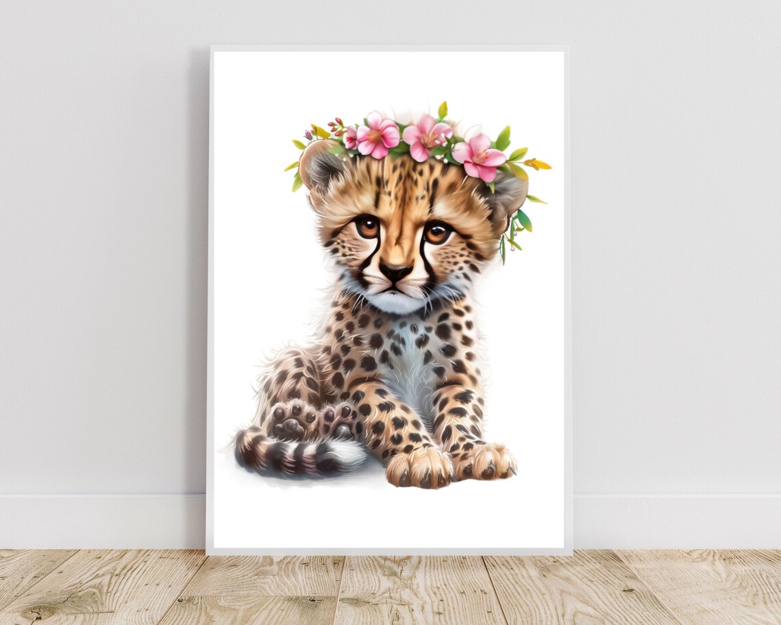 Baby Cheetah Nursery Art Print, Cute Safari Animal - Image 2