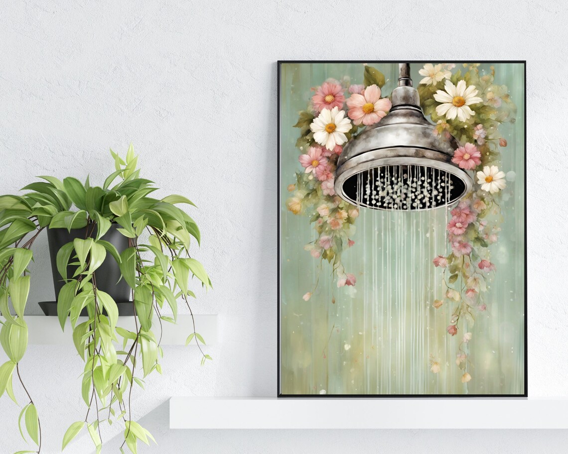 Botanical Bathroom Art Print, Watercolor Wildflowers - Image 2