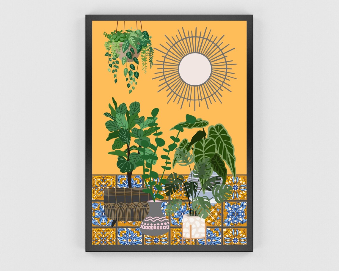 Modern Houseplants Yellow Sun Mirror Monstera Plant Lover Art Poster - Image 2