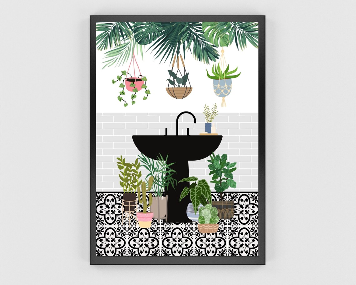 Botanical Tropical Bathroom Wall Art, Boho Art Print - Image 3