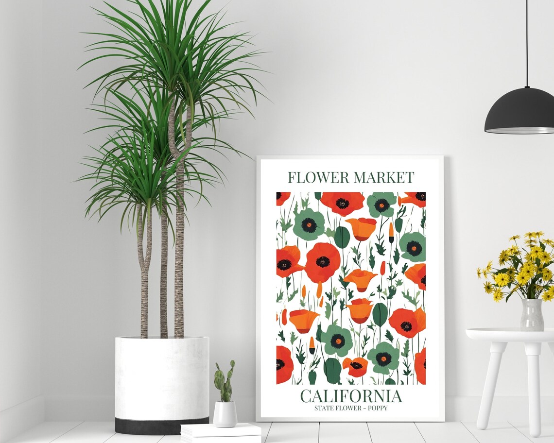 Flower Market California Poppy State Flower Botanical Poster - Image 2