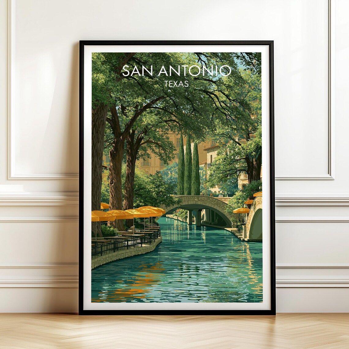 River Walk San Antonio Texas Vintage Travel Poster