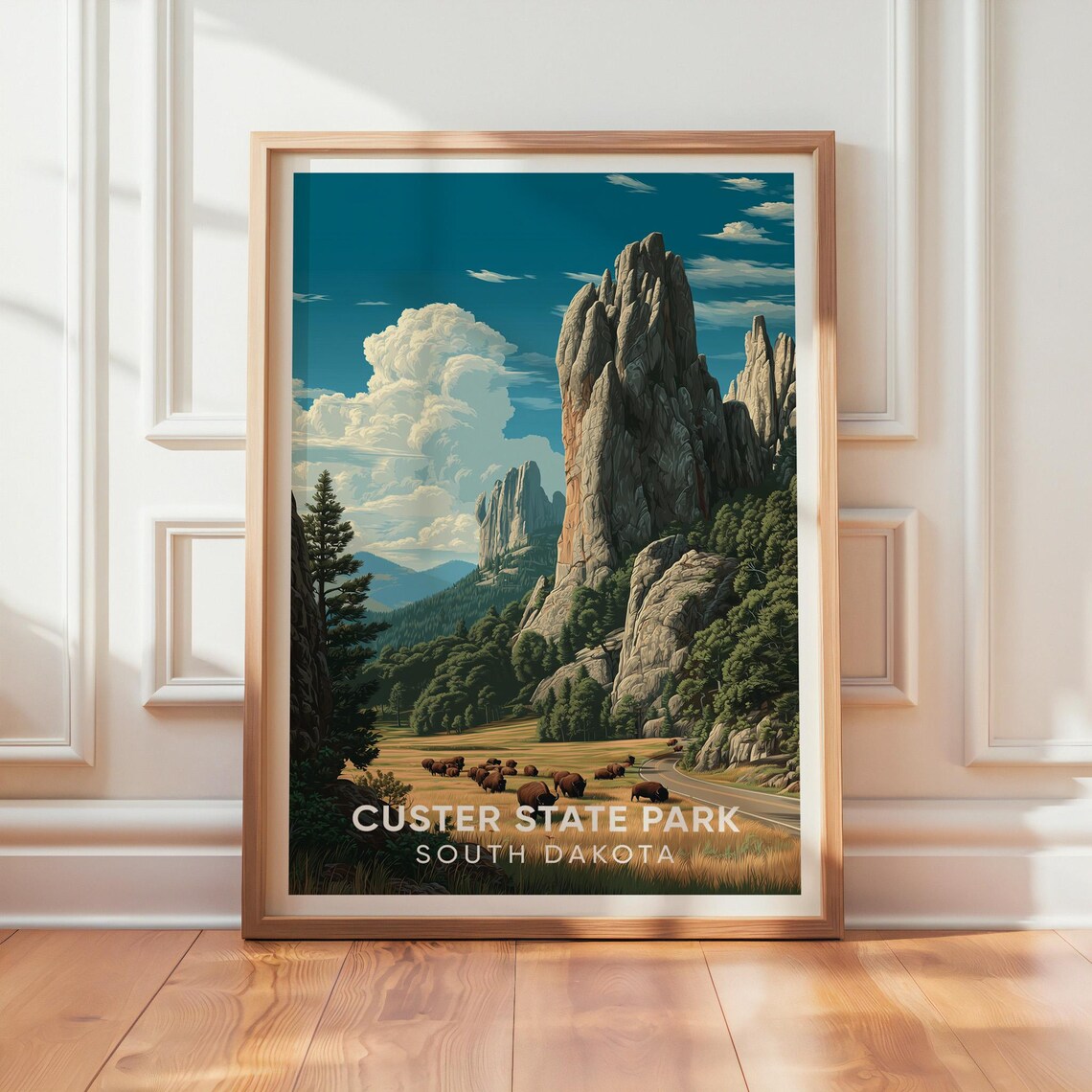 Custer State Park, Retro WPA Style Travel Poster