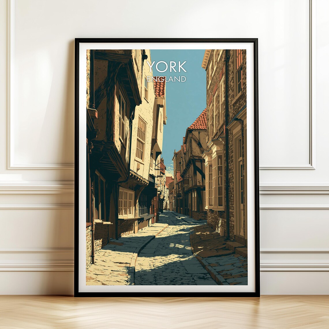 The Shambles York England Medieval Timber Street Vintage Travel Poster
