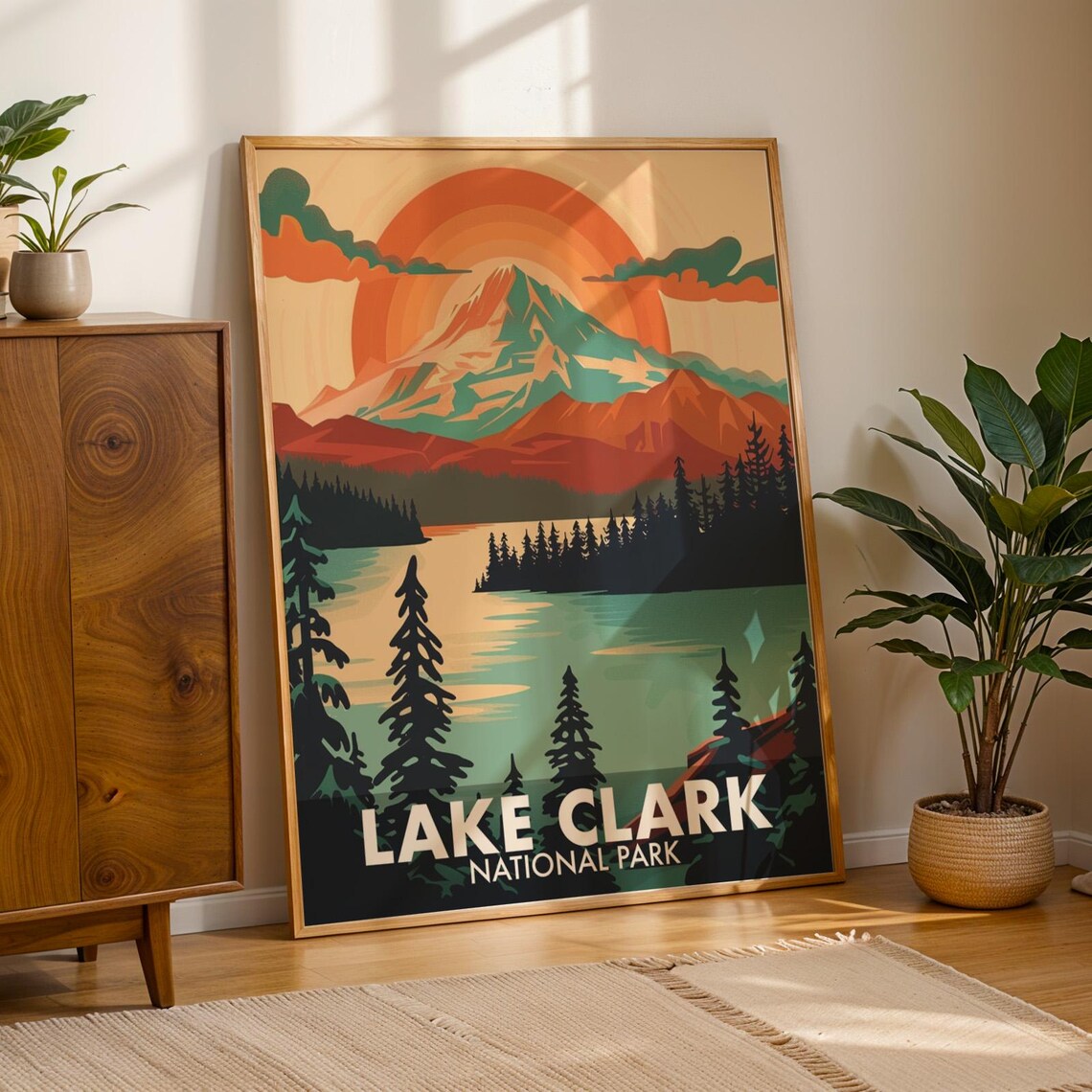 Lake Clark National Park Retro Travel Poster