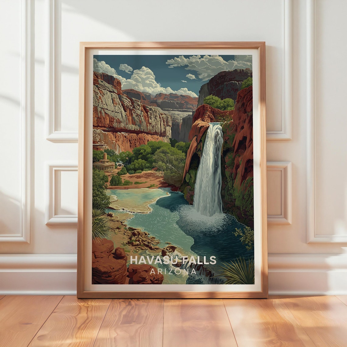 Havasu Falls Vintage Poster, Arizona Nature Landscape