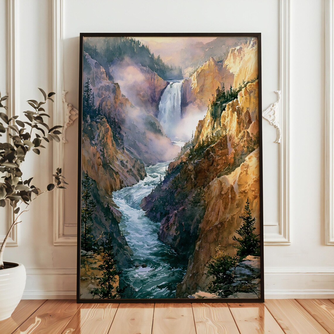 Yellowstone National Park Watercolor Travel Poster