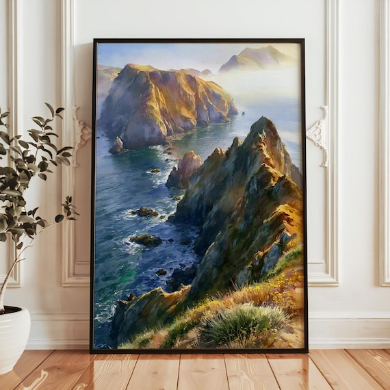 Channel Islands National Park Dramatic Coastal Cliffs Watercolor Poster