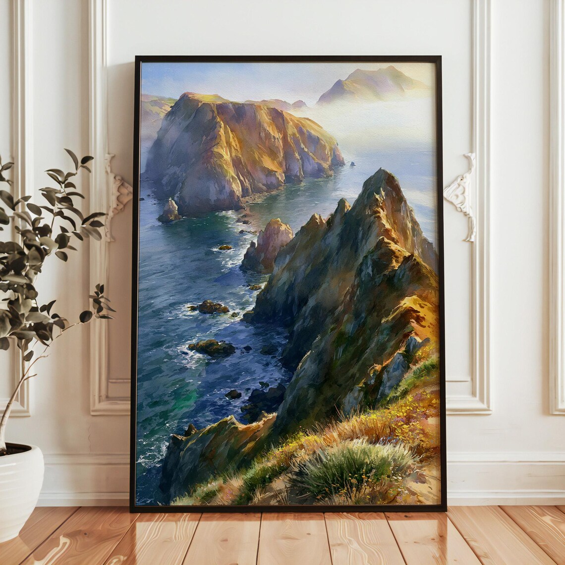 Channel Islands National Park Dramatic Coastal Cliffs Watercolor Poster