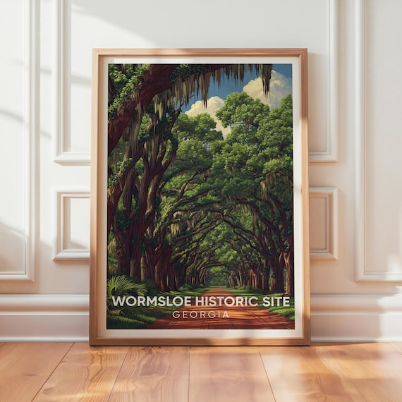 Wormsloe Historic Site Georgia Vintage Travel Poster