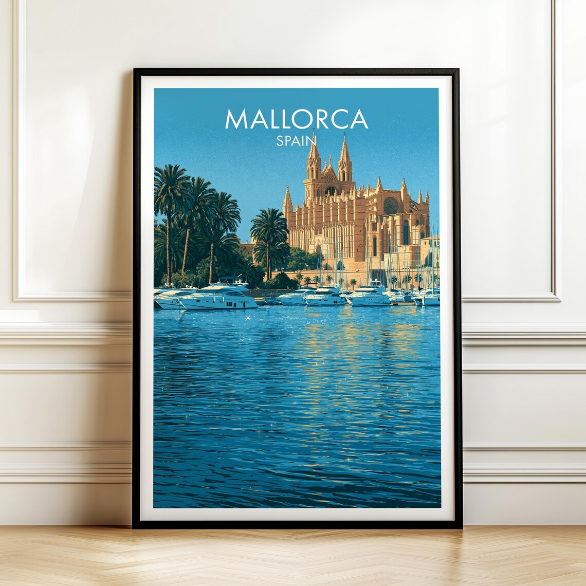 Mallorca Spain Vintage Travel Poster, Cityscape