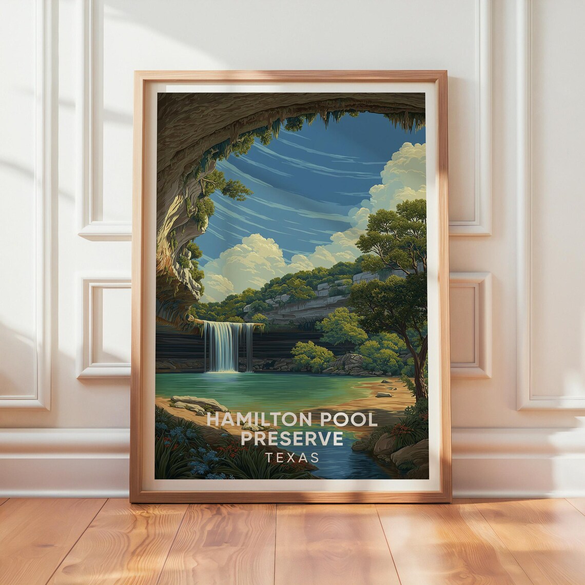 Hamilton Pool Preserve Texas Vintage Travel Poster