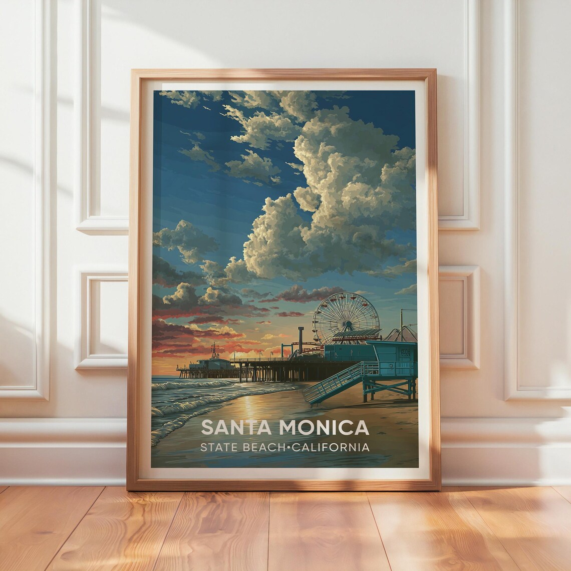 Santa Monica Beach - Retro Travel Poster