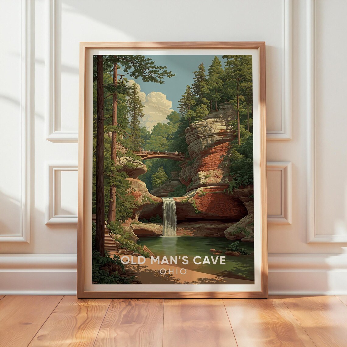 Old Mans Cave Ohio Vintage Travel Poster