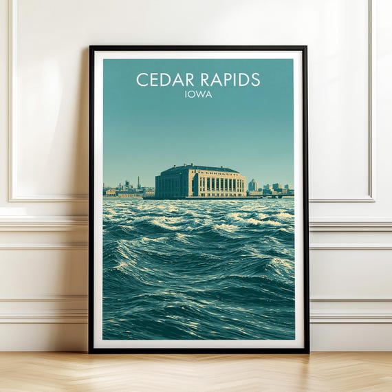 Cedar Rapids Iowa Vintage Travel Poster