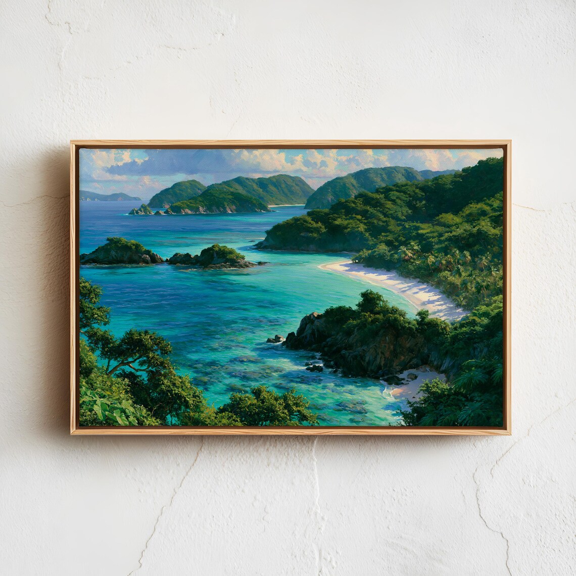 Virgin Islands Tropical Bay Turquoise Water Vintage Travel Poster