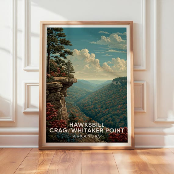 Hawksbill Crag Vintage Travel Poster Arkansas Landscape Art