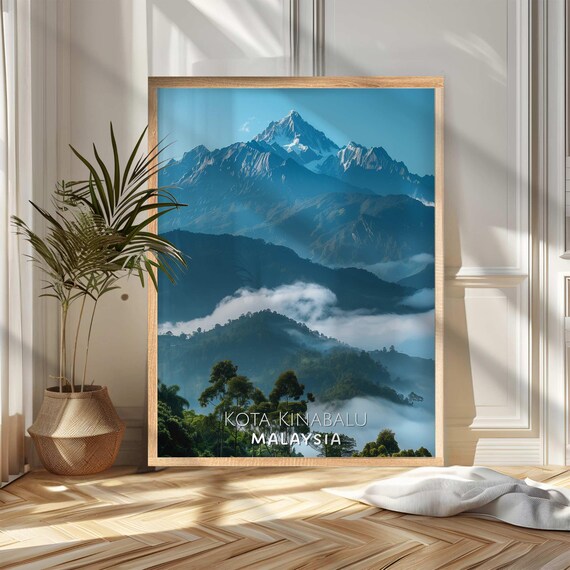 Kota Kinabalu Malaysia Mount Kinabalu Cloud Sea Mountain Travel Poster