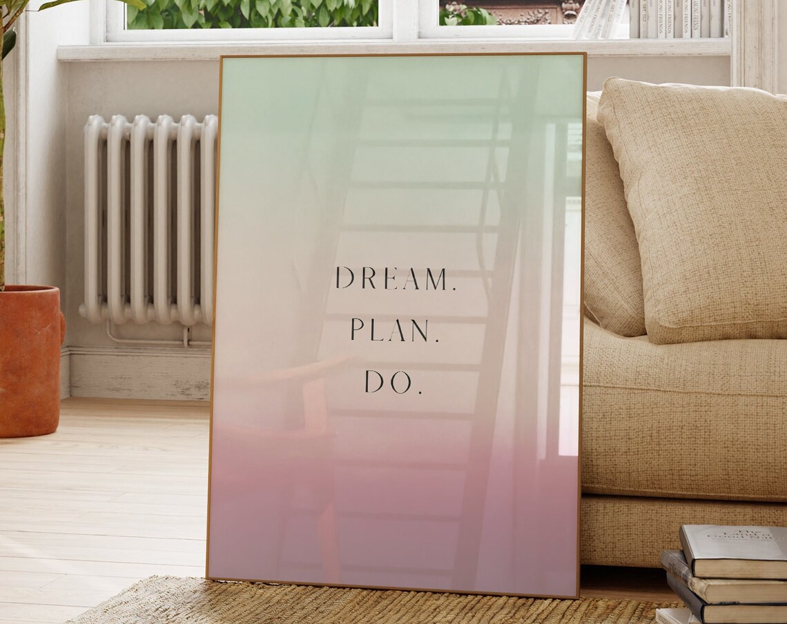 Dream Plan Do Pastel Gradient Inspirational Typography Quote Poster - Image 2