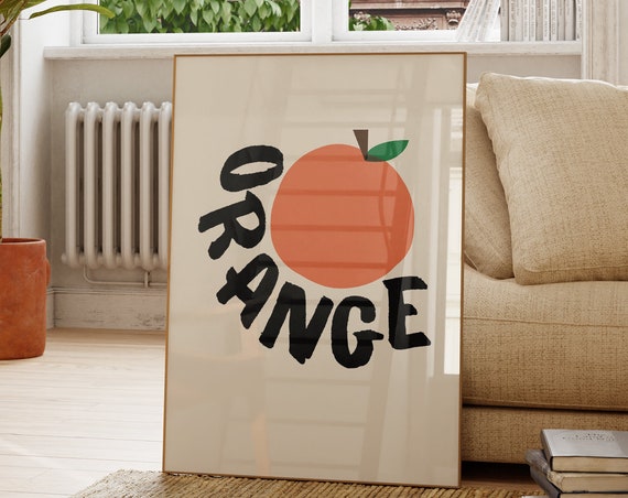 Aesthetic Kitchen Wall Art Orange Girl Gift Orange Poster Kitchen Print Kitchen Poster Large Wall Art Wall Art Print
