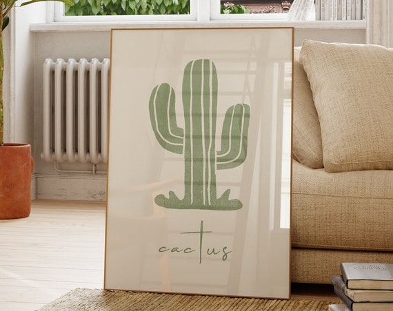 Mexican Desert Art Print Minimal Sketch Poster Sage Green Wall Art Housewarming Gift Birthday Wall Decor