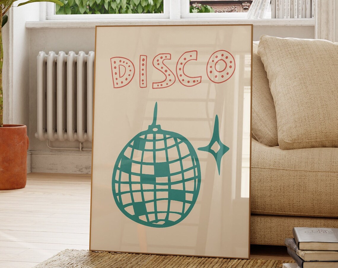 Disco Ball Decor, Preppy Room Bar Cart Art - Image 2