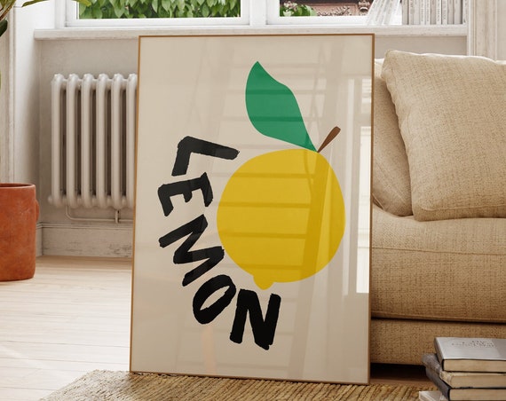 Aesthetic Kitchen Wall Art Lemon Girl Gift Lemon Poster Kitchen Print Kitchen Poster Large Wall Art Wall Art Print