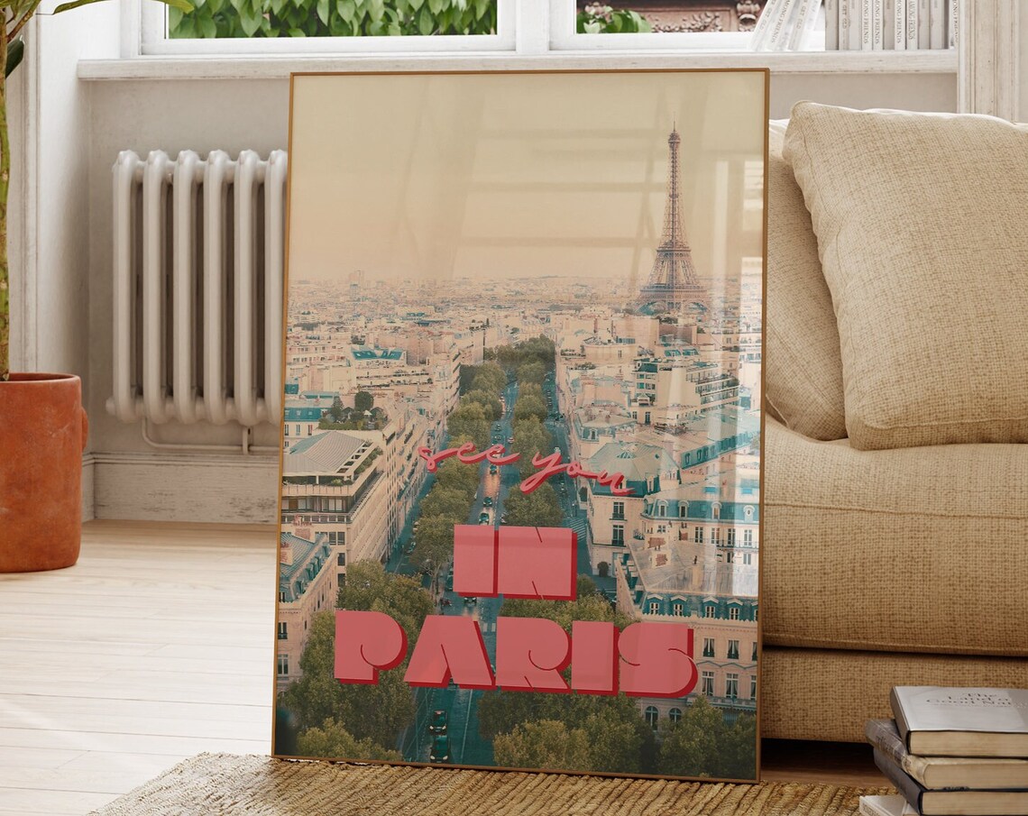 Paris Skyline Travel Poster, Modern Pink - Image 2