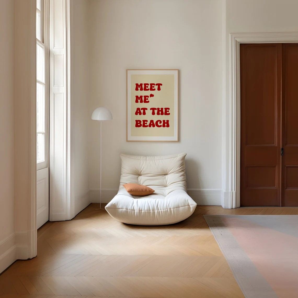 Meet Me At The Beach Red Retro Bubble Letter Typography Poster - Image 4