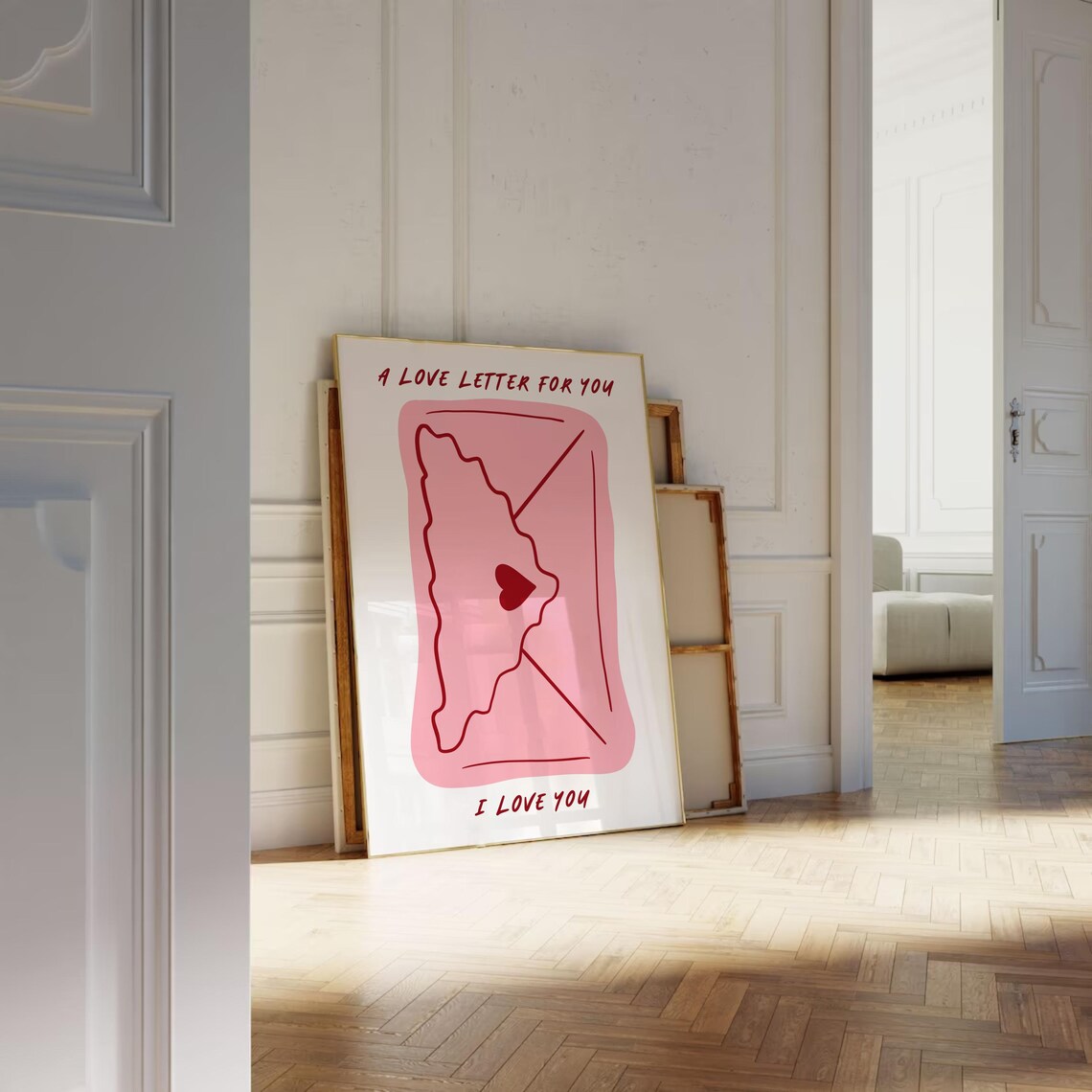 A Love Letter For You Pink Envelope I Love You Romantic Poster - Image 3