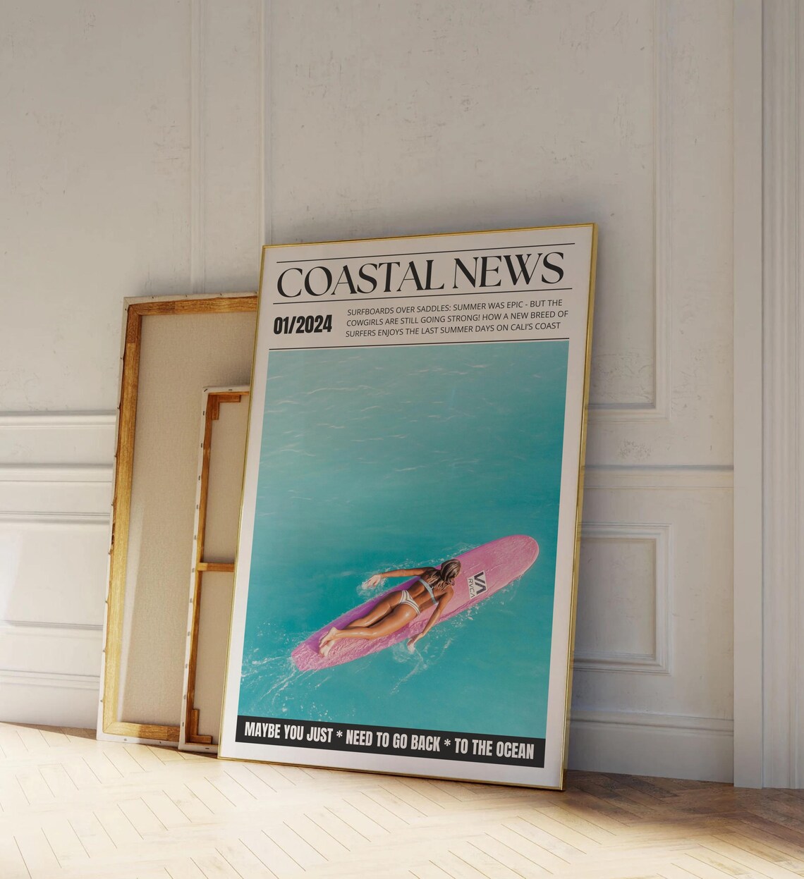 Coastal News January 2024 Pink Surfboard Aerial Photo Poster - Image 3