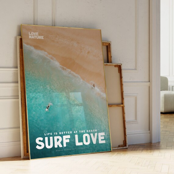 Surf Prints Surf Love Movie Poster And Magazine Cover Style Print Coastal Print Surfer Posters Surfer Gift Beach Print Beach Photography