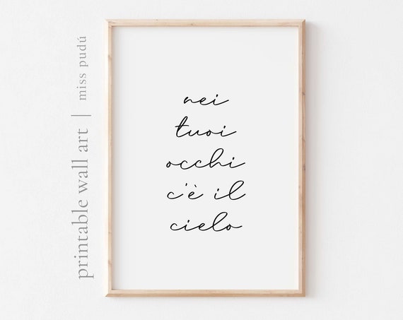 Love Italian Quote Poster The Sky Is In Your Eyes Digital Download Nursery Wall Art Nei Tuoi Occhi C Il Cielo