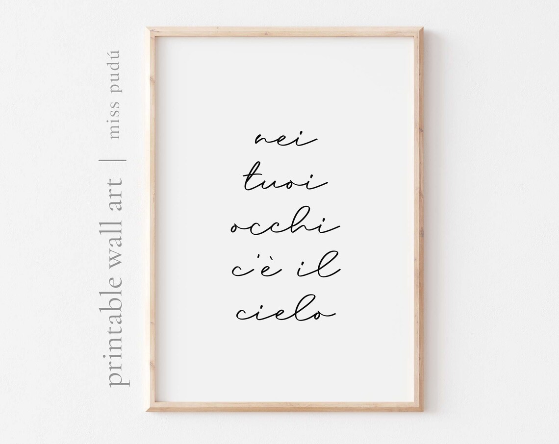 Nei Tuoi Occhi C'è Il Cielo Italian Love Quote Calligraphy Print