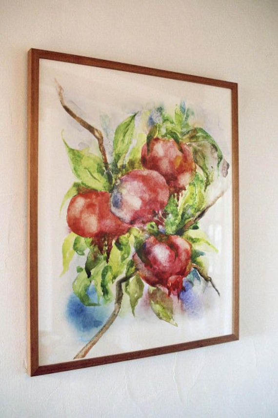 Pomegranate Art Watercolor Artwork Kitchen Art Fruits Poster Dining Room Watercolor Fruit Pomegranate Hand Painted Pomegranate