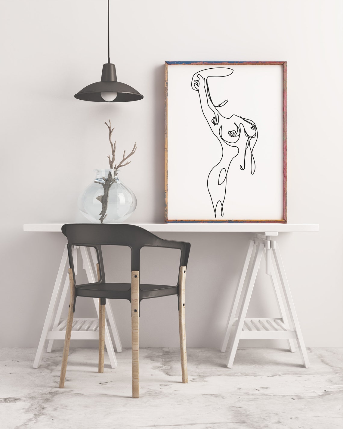 Abstract Figure Of Woman One Line Nude Woman Line Body Illustration Erotic Female Minimalist Sexy Poster Chaotic Line Poster - Image 3