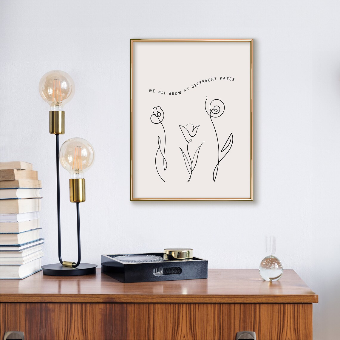 We All Grow At Different Rates Minimalist Line Art Flowers Poster - Image 3