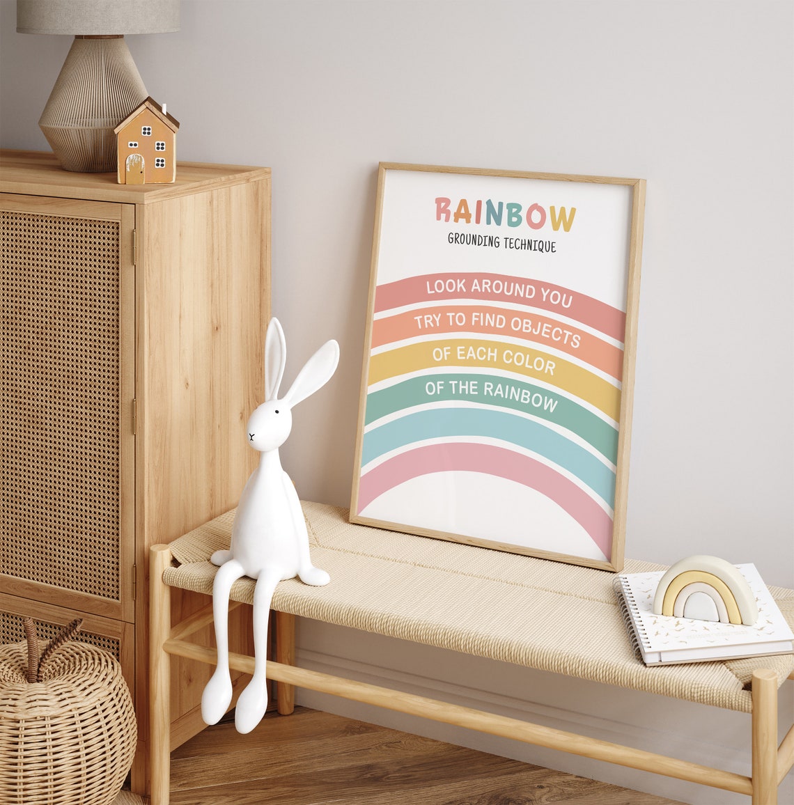 Rainbow Grounding Technique Anxiety Calming Kids Mindfulness Poster - Image 3
