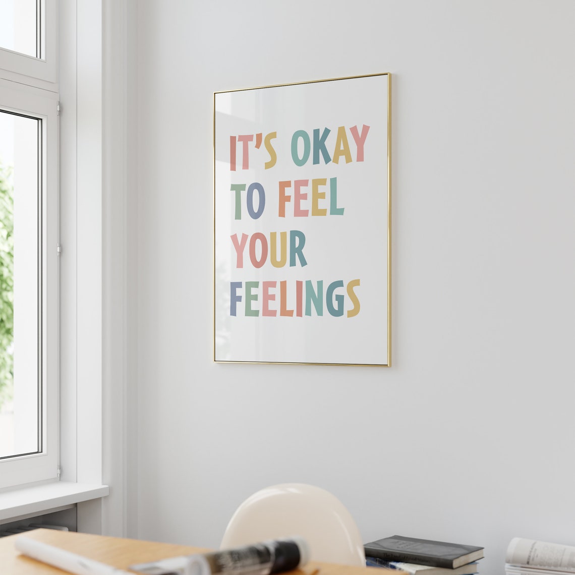 Its Okay to Feel Your Feelings Colorful Lettering Mental Health Poster - Image 2
