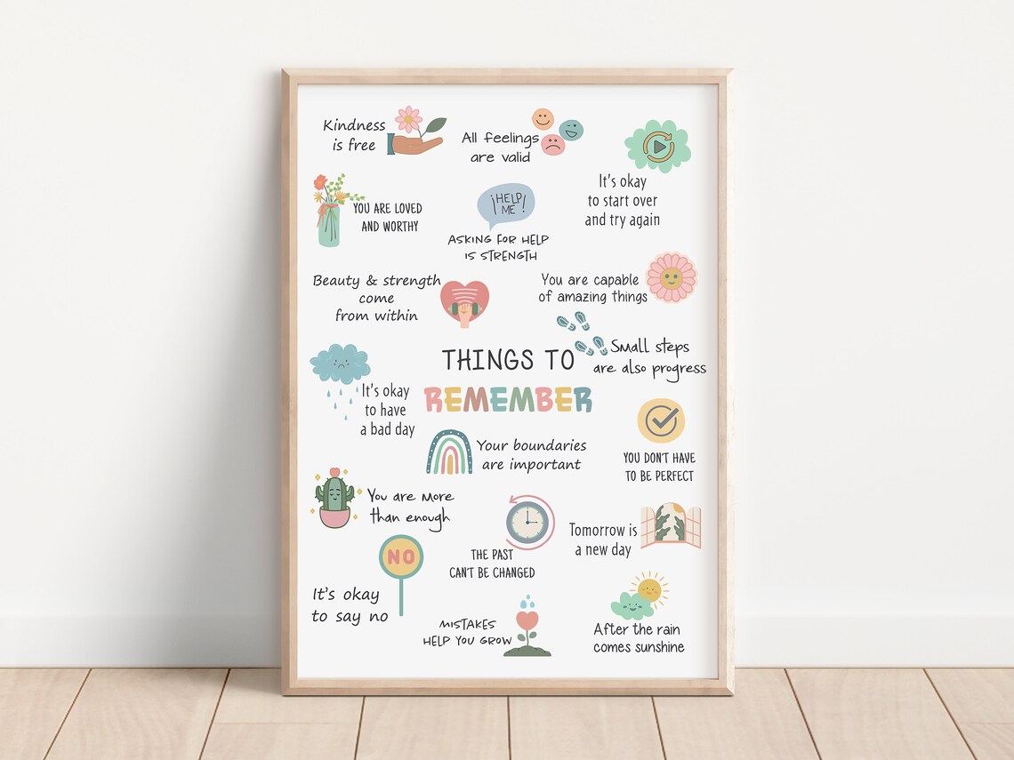 Mental Health Affirmations Poster, Therapy Office Decor