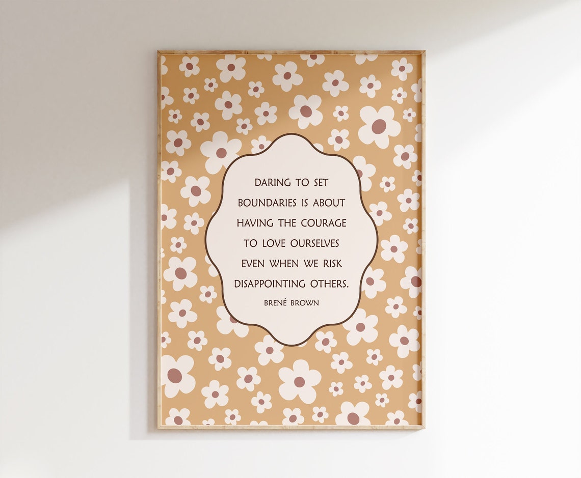 Brene Brown Boundaries Courage Quote Retro Daisy Therapy Office Poster - Image 2