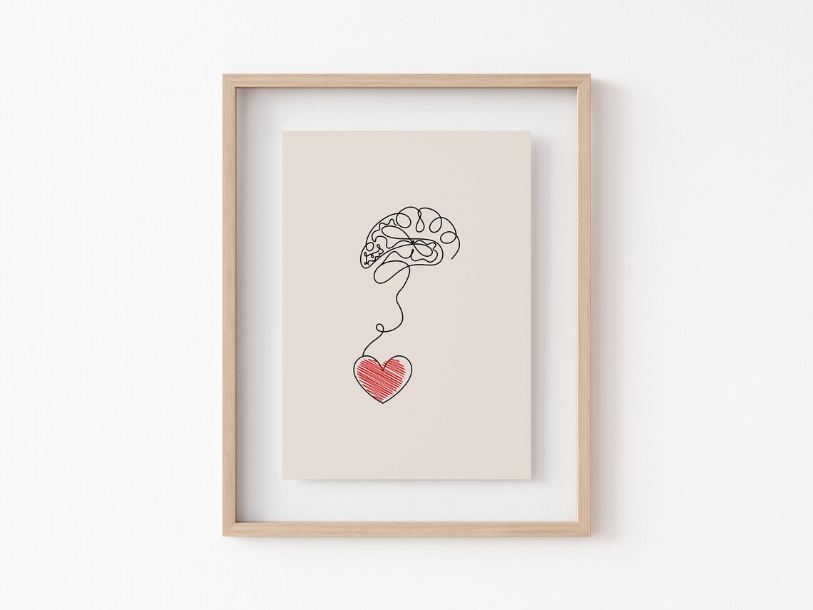 Brain and Heart Poster, Psychology Office Art Print - Image 3