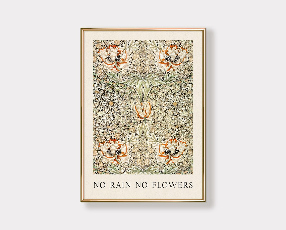 No Rain No Flowers Positive Quote Art Print - Image 3