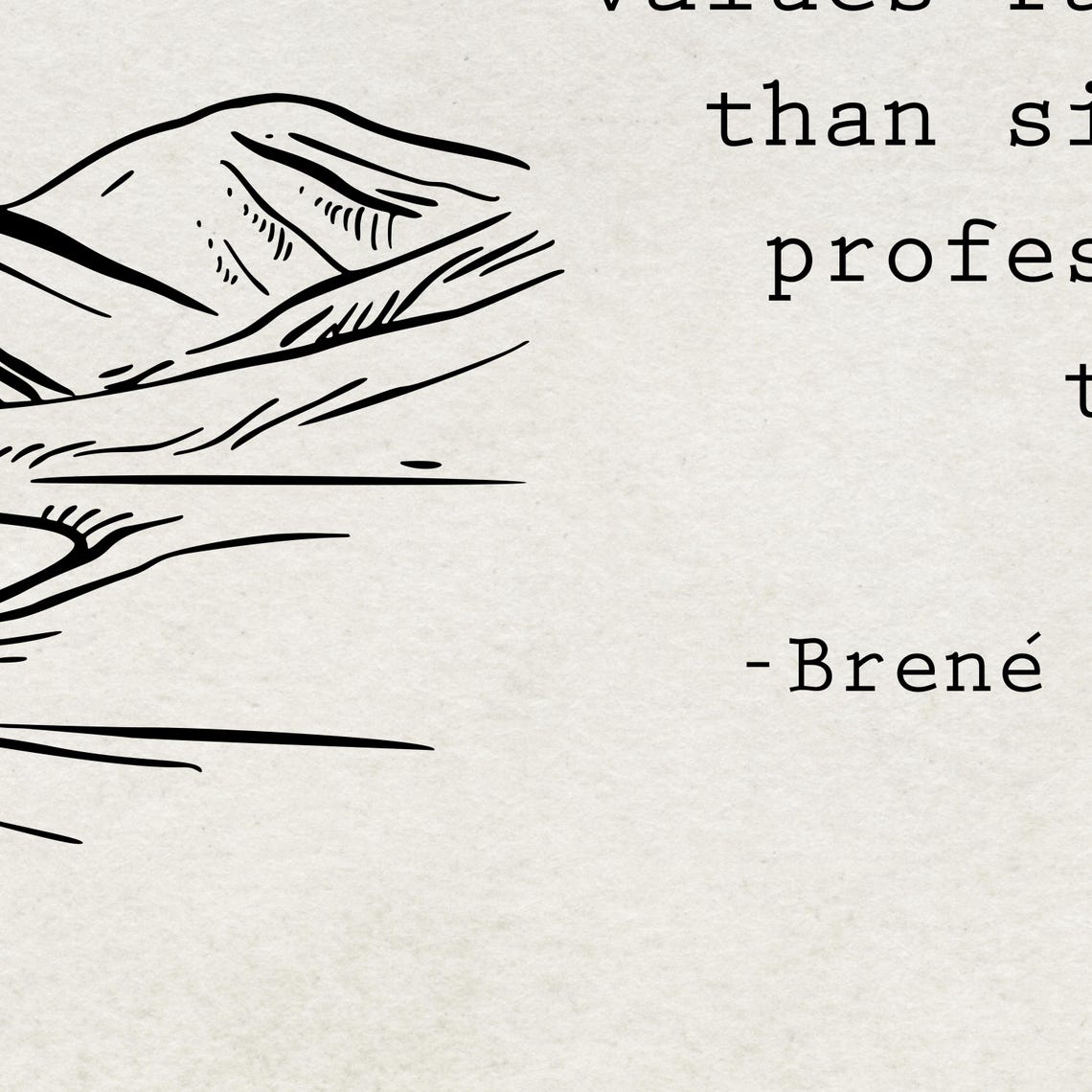 Brene Brown Integrity Courage Mountain Quote Vintage Landscape Poster - Image 2