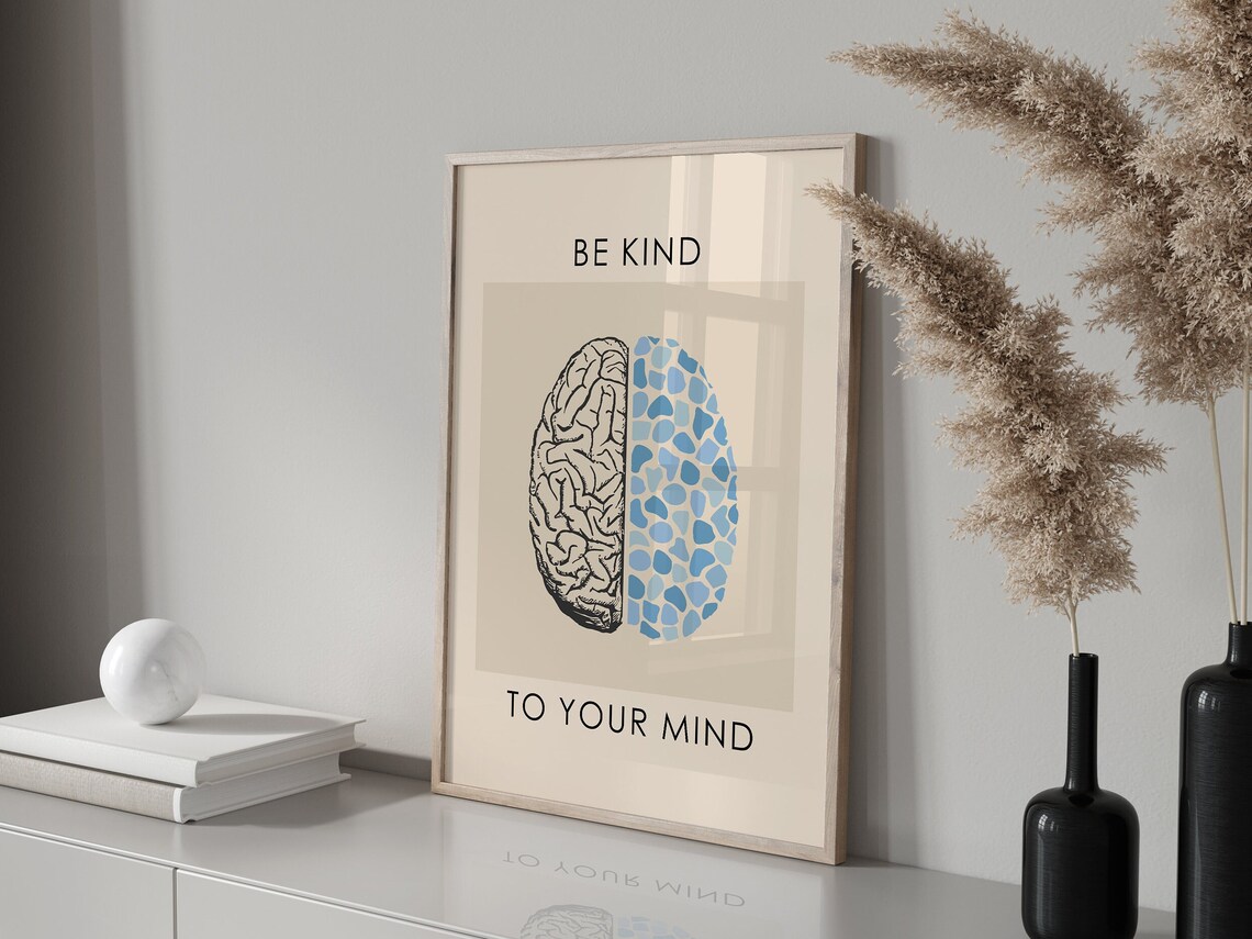 Be Kind to Your Mind Brain Mosaic Mental Health Therapy Office Poster - Image 2