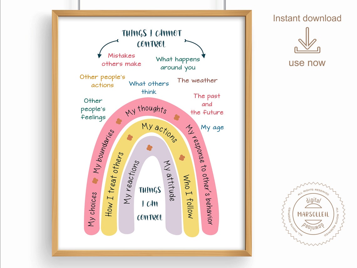Things I Can Control Versus Cannot Control Boho Rainbow Poster