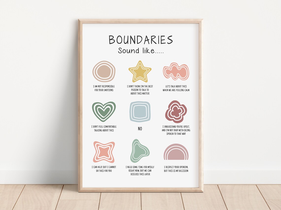 Boundaries Poster, Therapy Office Decor Print