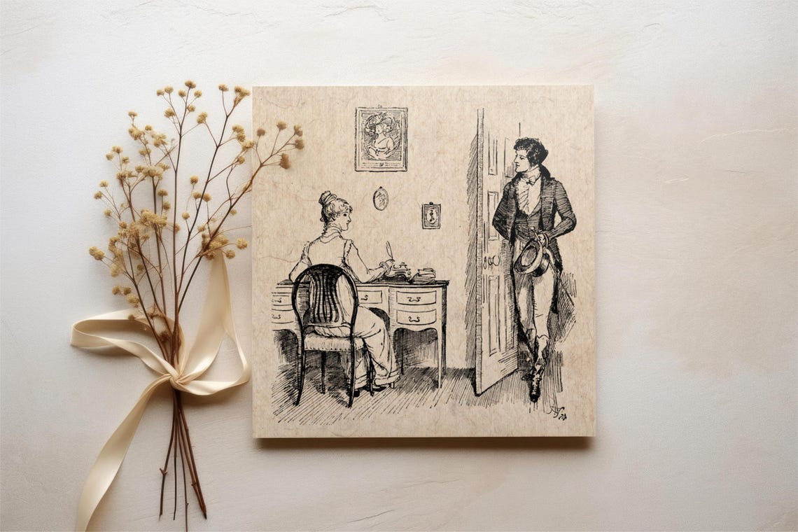 Pride and Prejudice Vintage Pen and Ink Writing Desk Scene Poster - Image 2
